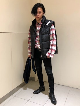 「L.H.P（エルエイチピー）のアイテム（ベスト）」を使った、クロカワ　リオさん（メンズ・170cm）の冬コーディネート