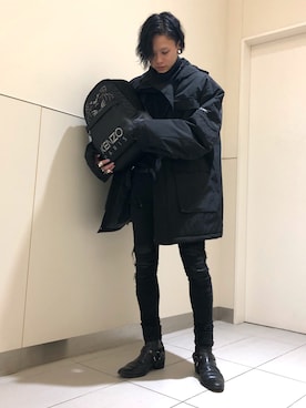 「WHITELAND（ホワイトランド）のアイテム（ミリタリージャケット）」を使った、クロカワ　リオさん（メンズ・170cm）の冬コーディネート