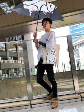 「RIPNDIP（リップンディップ）のアイテム（バッグ）」を使った、クロカワ　リオさん（メンズ・170cm）の春コーディネート