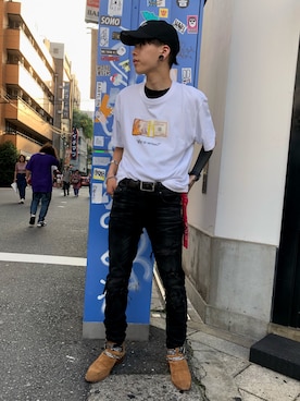 「KaneZ（ケインズ）のアイテム（キャップ）」を使った、クロカワ　リオさん（メンズ・170cm）の夏コーディネート