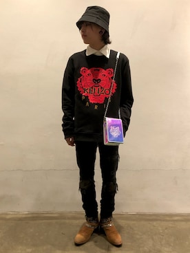 「L.H.P（エルエイチピー）のアイテム（帽子）」を使った、クロカワ　リオさん（メンズ・170cm）の冬コーディネート