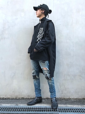 「WHITELAND（ホワイトランド）のWHITELAND/ホワイトランド/Stitch coat/ステッチコート（ステンカラーコート）」を使った、クロカワ　リオさん（メンズ・170cm）の春コーディネート