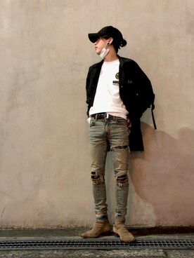 「KaneZ（ケインズ）のアイテム（キャップ）」を使った、クロカワ　リオさん（メンズ・170cm）の春コーディネート