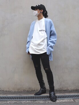 「WHITELAND（ホワイトランド）のアイテム（カーディガン/ボレロ）」を使った、クロカワ　リオさん（メンズ・170cm）の春コーディネート