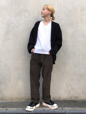 「WHITELAND（ホワイトランド）のアイテム（カーディガン/ボレロ）」を使った、クロカワ　リオさん（メンズ・170cm）の秋コーディネート