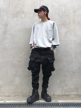 「WHITELAND（ホワイトランド）のWHITELAND/ホワイトランド/クリア伊達メガネ（サングラス）」を使った、クロカワ　リオさん（メンズ・170cm）の春コーディネート