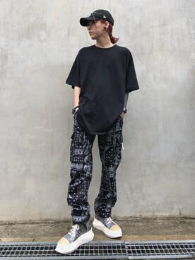 「A4A（エーフォーエー）のA4A/エーフォーエー/40s強撚糸ラウンドTシャツ（Tシャツ/カットソー）」を使った、クロカワ　リオさん（メンズ・170cm）の春コーディネート