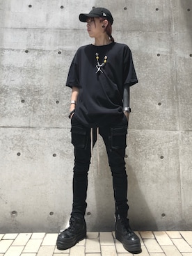 「A4A（エーフォーエー）のA4A/エーフォーエー/40s強撚糸ラウンドTシャツ（Tシャツ/カットソー）」を使った、クロカワ　リオさん（メンズ・170cm）の夏コーディネート