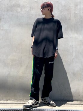 「A4A（エーフォーエー）のA4A/エーフォーエー/40s強撚糸ラウンドTシャツ（Tシャツ/カットソー）」を使った、クロカワ　リオさん（メンズ・170cm）の夏コーディネート