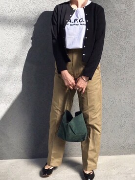 「THE SHINZONE（ザ　シンゾーン）のハイウエストチノパンツ（チノパンツ）」を使った、azlapinさん（レディース・157cm）の秋コーディネート