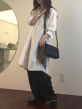 「レザー」｜「アイテム（シャツワンピース）」を使った、kotoneさん（レディース・163cm）の秋コーディネート