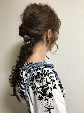 「ヘアアクセ」｜「アイテム（オールインワン・サロペット）」を使った、kebiさん（レディース・157cm）の春コーディネート