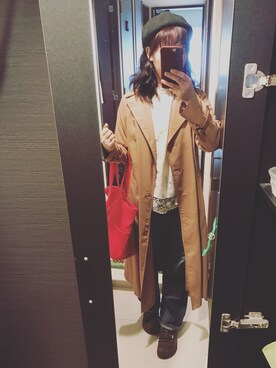 「サマンサ モスモス(Samansa Mos2)」｜「アイテム（トレンチコート）」を使った、あややさん（レディース・164cm）の秋コーディネート