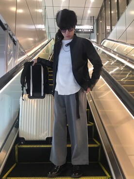 「ワッフル」｜「アイテム（ライダースジャケット）」を使った、ｉｓａｏｗさん（メンズ・174cm）の春コーディネート