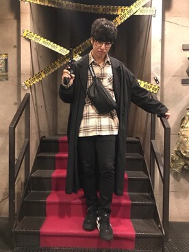 「unrelaxing（アンリラクシング）のアイテム（トレンチコート）」を使った、ｉｓａｏｗさん（メンズ・174cm）の秋コーディネート