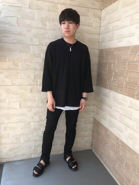 「WEGO（ウィゴー）のWEGO/スラブワッフルラウンドロングタンクトップ（タンクトップ）」を使った、ｉｓａｏｗさん（メンズ・174cm）の春コーディネート