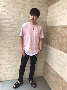 「WEGO（ウィゴー）のWEGO/スラブワッフルラウンドロングタンクトップ（タンクトップ）」を使った、ｉｓａｏｗさん（メンズ・174cm）の夏コーディネート