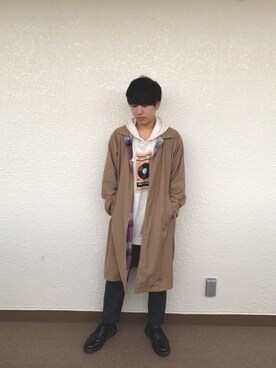 「アイテム（ステンカラーコート）」を使った、ｉｓａｏｗさん（メンズ・174cm・20代）の冬コーディネート