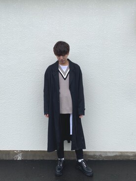 「unrelaxing（アンリラクシング）のアイテム（トレンチコート）」を使った、ｉｓａｏｗさん（メンズ・174cm）の冬コーディネート