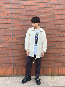 「kutir（クティール）のアイテム（ナイロンジャケット）」を使った、ｉｓａｏｗさん（メンズ・174cm）の春コーディネート