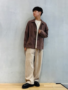 「アイテム（カバーオール、パープル系）」を使った、ｉｓａｏｗさん（メンズ・174cm）の秋コーディネート