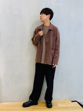 「アイテム（カバーオール、パープル系）」を使った、ｉｓａｏｗさん（メンズ・174cm）の秋コーディネート