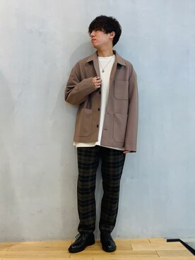 「チェック柄に恋してる」｜「アイテム（カバーオール）」を使った、ｉｓａｏｗさん（メンズ・174cm）の秋コーディネート