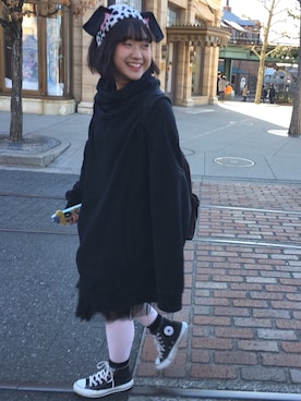 「101匹わんちゃん」｜「アイテム（パーカー）」を使った、ぴさん（レディース・151cm）の冬コーディネート