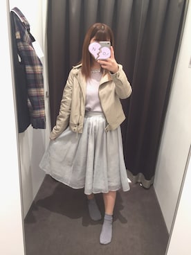 「PAGEBOY」｜「アイテム（ライダースジャケット）」を使った、♡𝒦さん（レディース・158cm）の冬コーディネート