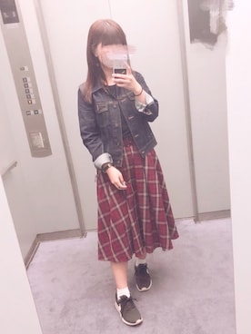 「Honeys」｜「アイテム（デニムジャケット）」を使った、♡𝒦さん（レディース・159cm）の秋コーディネート