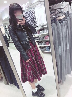「ハロウィン」｜「アイテム（ライダースジャケット）」を使った、♡𝒦さん（レディース・159cm）の秋コーディネート