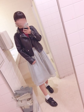 「Ray Cassin」｜「アイテム（ライダースジャケット）」を使った、♡𝒦さん（レディース・159cm）の秋コーディネート