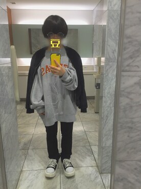 「NIKE(ナイキ)のアイテム(パーカー)」を使った、まめまきさん(レディース・143cm)の冬コーディネート