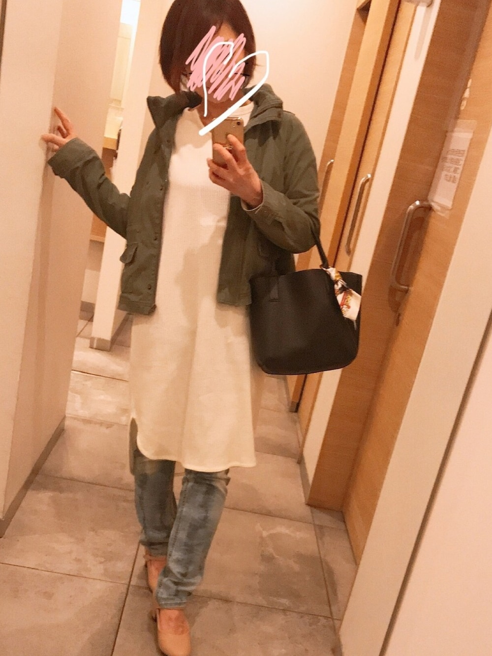 「パステル映える春、春、プチプラ、今日のコーデ、大人コーデ、低身長、ママファッション、ナチュラル、コンサバ、ワッフルワンピース」｜「しまむらのアイテム（チュニック、ホワイト系）」を使った、Rody❤︎スプリングタイプカラーさん（レディース・155cm）の春コーディネートの1枚目の写真