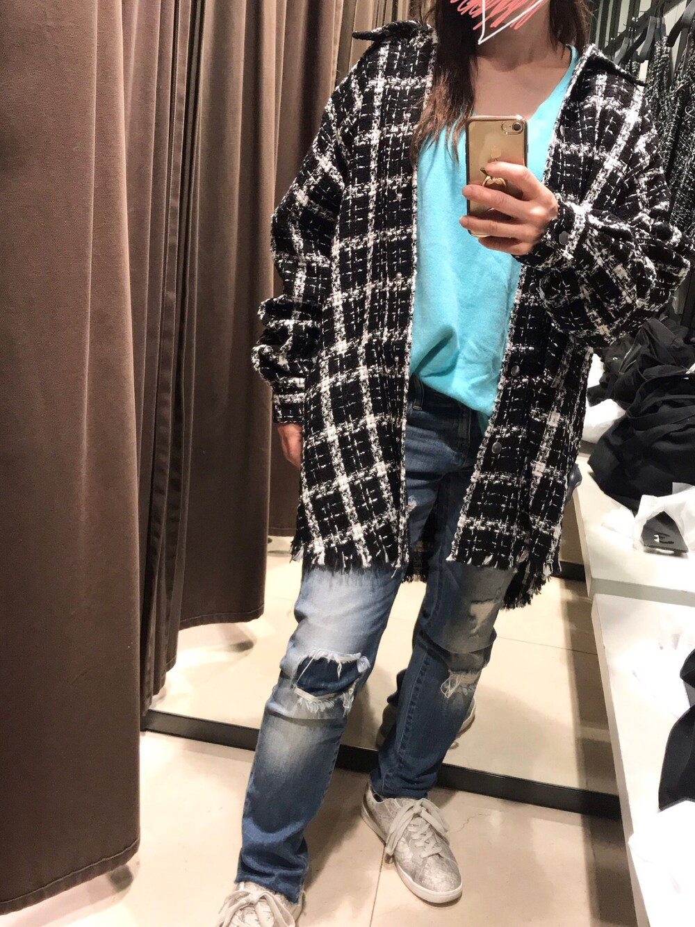 「オトナカジュアル、大人コーデ、休日スタイル、ZARA、ツイード、ツイードジャケット、マウジー」｜「ZARAのアイテム（ブルゾン、ブラック系）」を使った、Rody❤︎スプリングタイプカラーさん（レディース・155cm）の秋コーディネートの1枚目の写真