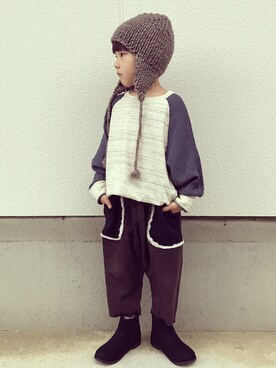 「ヒラキ（ヒラキ）のアイテム（ブーツ）」を使った、eightmaaanさん（キッズ・110cm）の秋コーディネート