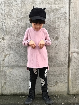 「MR（まる）のアイテム（帽子）」を使った、eightmaaanさん（キッズ・110cm）の秋コーディネート