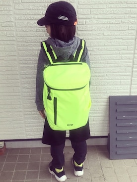 「RE/SP（アールイーエスピー）のアイテム（帽子）」を使った、eightmaaanさん（キッズ・125cm）の春コーディネート