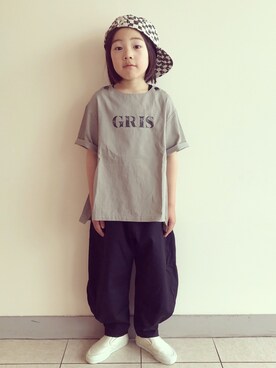 「GRISのアイテム（キャップ）」を使った、eightmaaanさん（キッズ・125cm）の春コーディネート