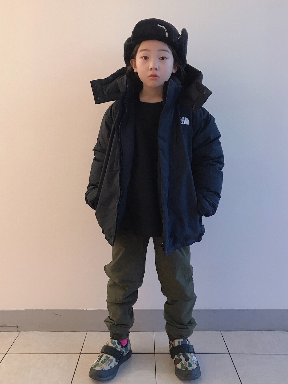 「バルトロライトジャケット、バルトロ、THE NORTH FACE、フライトキャップ、年末WEAR感謝祭」｜「THE NORTH FACEのザ ノース フェイス THE NORTH FACE Endurance Baltro Jacket（ダウンジャケット/コート、ブラック系）」を使った、eightmaaanさん（キッズ・130cm）の冬コーディネートの1枚目の写真
