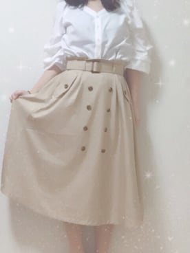 「OLIVE des OLIVE（オリーブデオリーブ）のベルト付きトレンチスカート◆（スカート、ベージュ系）」を使った、あいさん（レディース）の春コーディネート
