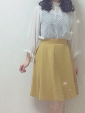 「GRL（グレイル）のアイテム（スカート、イエロー系）」を使った、あいさん（レディース）の春コーディネート