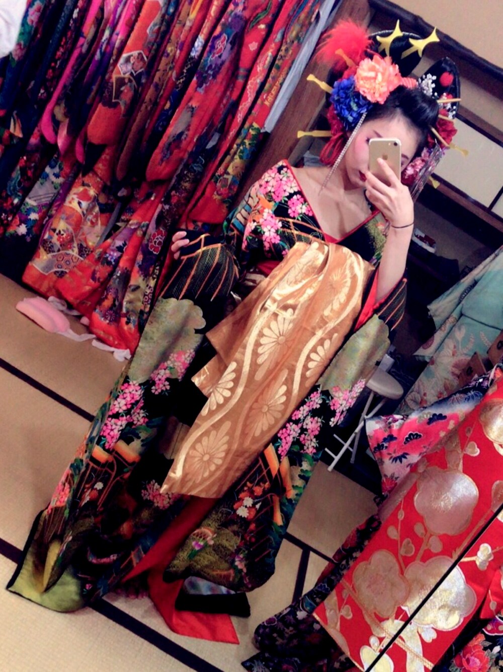 「wearhalloween2017、ハロウィン、花魁、京都」｜「花りんのアイテム（浴衣、ブラック系）」を使った、Sa-yaさん（レディース・151cm）の秋コーディネートの1枚目の写真