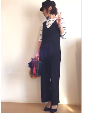 「ROPE' PICNIC（ロペピクニック）のアイテム（サロペット/オーバーオール）」を使った、✴︎Saso✴︎さん（レディース・158cm）の秋コーディネート