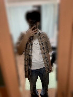 「UNIQLO（ユニクロ）のアイテム（Tシャツ/カットソー、ホワイト系）」を使った、みるくねこさん（レディース・162cm）の夏コーディネート