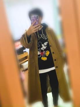 「kutir（クティール）のアイテム（ステンカラーコート）」を使った、みるくねこさん（レディース・162cm）の春コーディネート