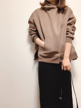 「Java（ジャバ）の《JaVaジャバ コラボ》大人カジュアル。ダンボールニットリブパーカー（パーカー）」を使った、chiiiroさん（レディース・165cm）の冬コーディネート