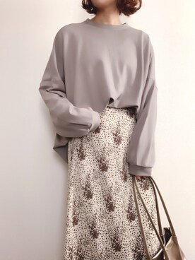 「reca（レカ）のゆったりラフな着心地◆超ビッグシルエットカットソー（Tシャツ/カットソー）」を使った、chiiiroさん（レディース・165cm）の春コーディネート