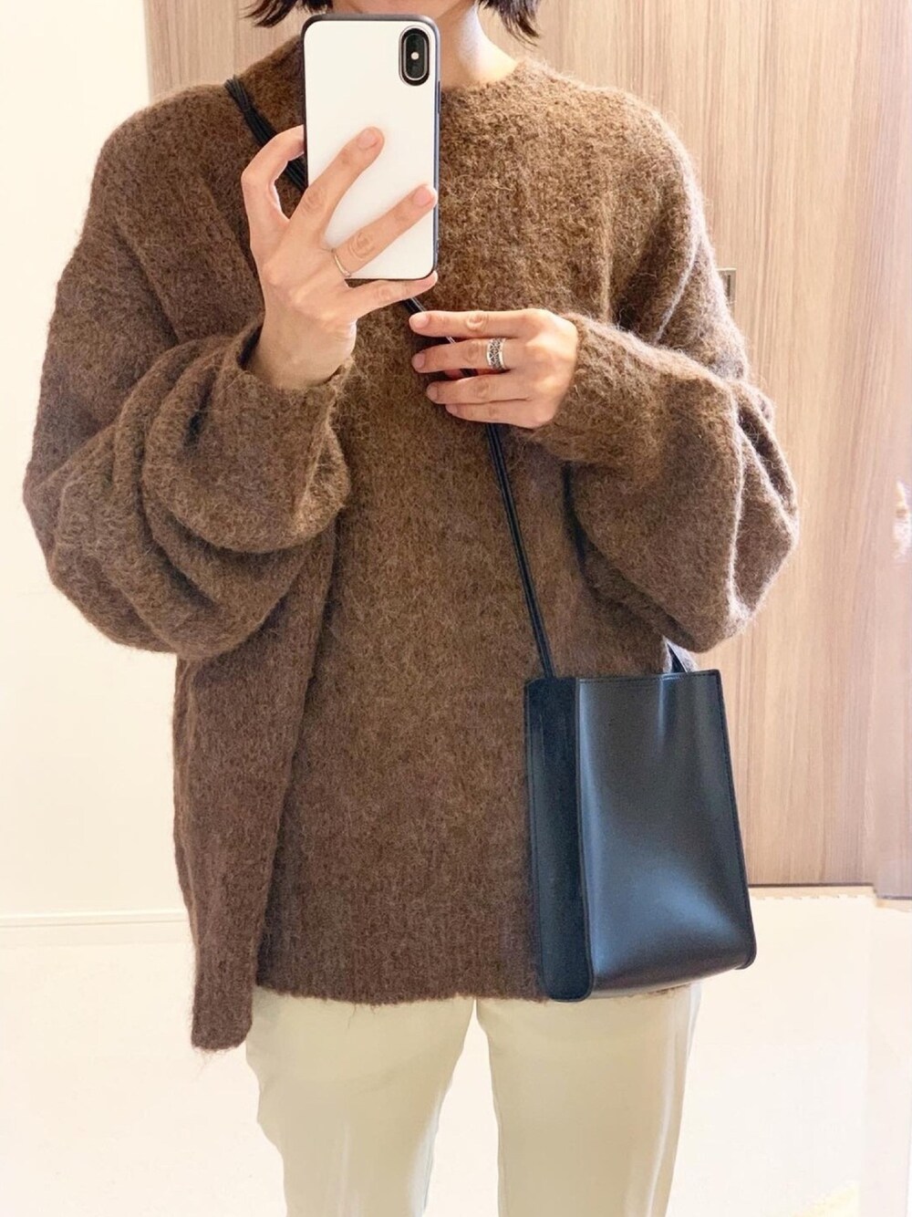 CANAL JEAN Via j アンゴラ混クルーネックニット ブラウン 茶 CANAL JEAN（キャナルジーン）の「via j(ヴィアジェイ) アンゴラ