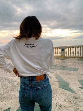 「MOUSSY（マウジー）のアイテム（Tシャツ/カットソー、ホワイト系）」を使った、Meiさん（レディース・162cm）の春コーディネート